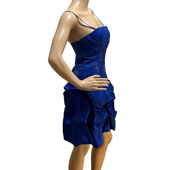 Hailey Logan by Adrianna Papell Royal Blue Strapless Bubble Party, Prom Dress - Picture 4 of 8
